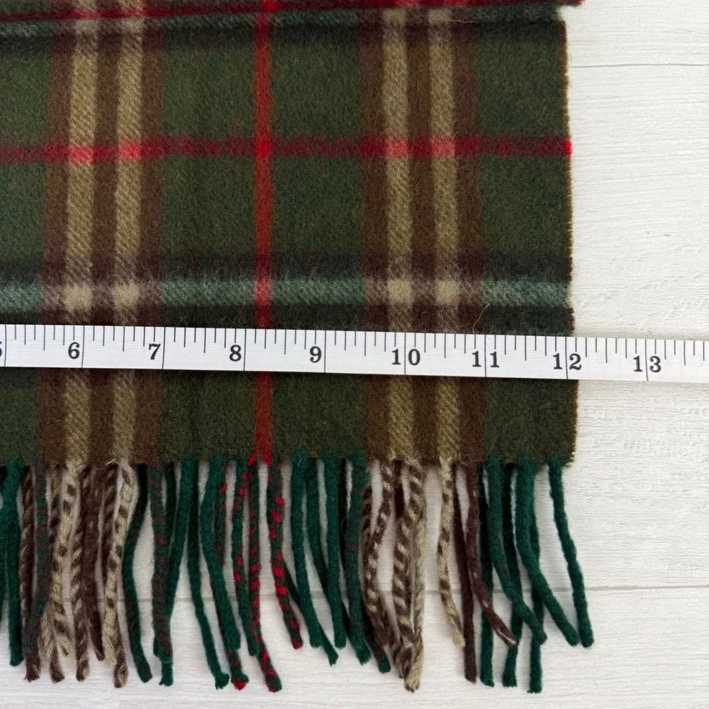 Vintage Burberry Cashmere Scarf Unisex Green Plaid Nova Check Heritage Luxury
